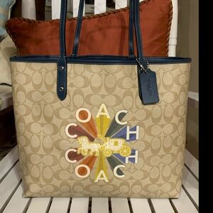 NWT! Authentic COACH Rainbow Signature City Tote
